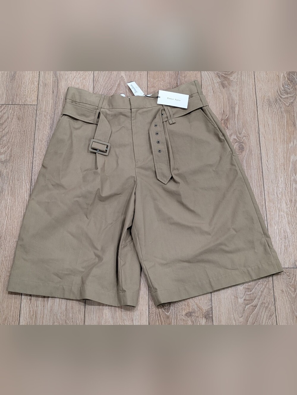 $830 Mens SIMONE ROCHA Multi-Belt Loop Wide Leg Cotton Shorts Beige XL